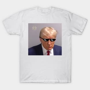 Trump Mugshot with Pixelated Glasses T-Shirt